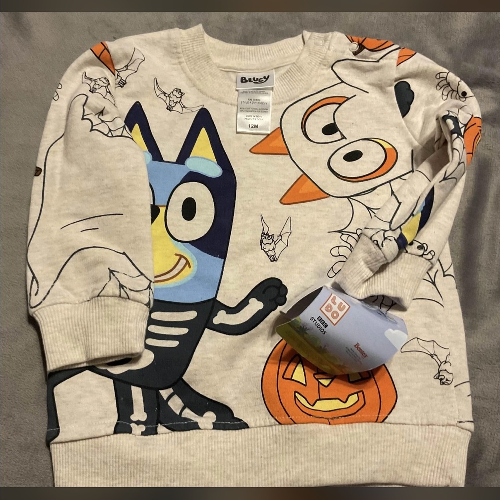 Bluey Kids Halloween Sweatshirt - Gray